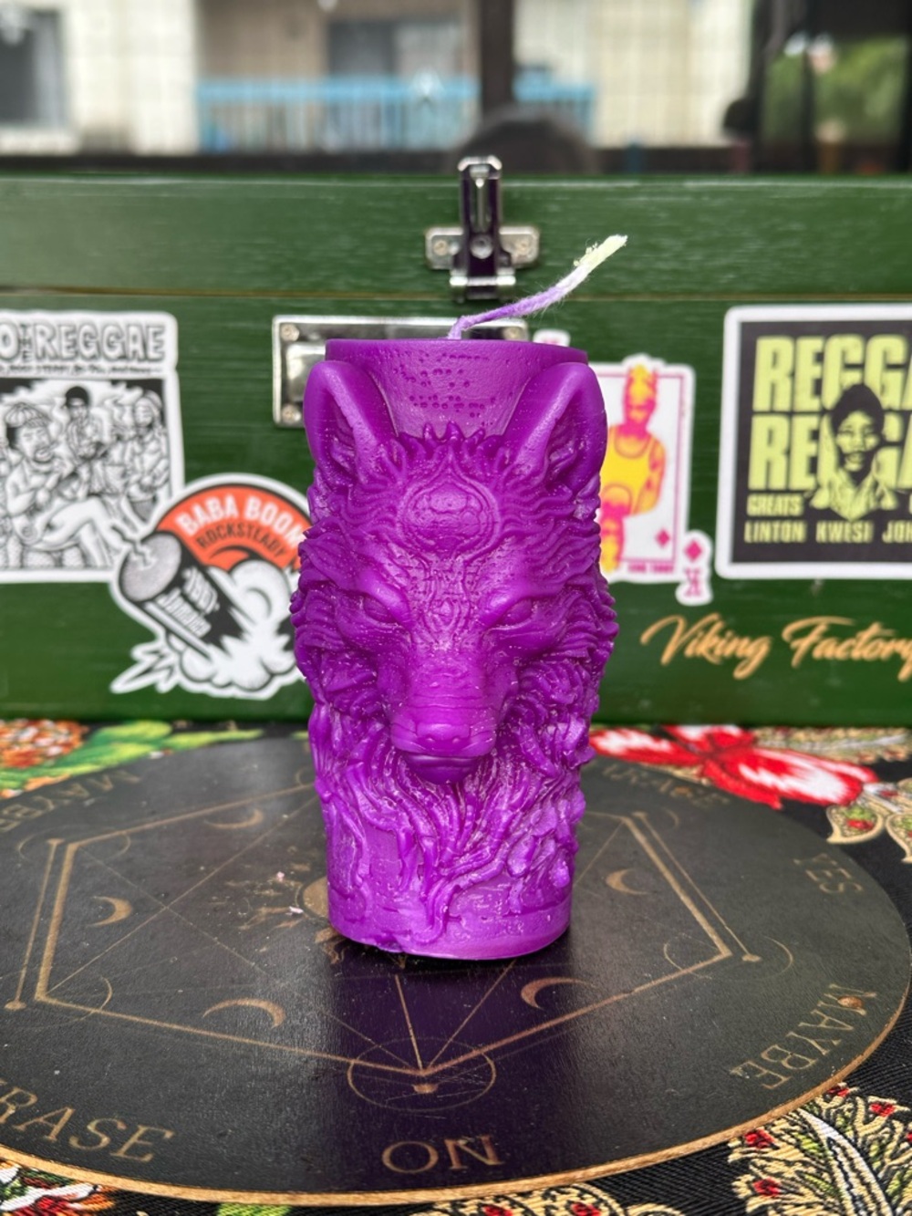 Purple Wolf Totem Candle – Hand Poured Spell Candle – Intuition Power Protection